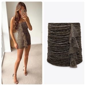 Zara Gold Thread Mini Skirt Size XS NWT New With Tags